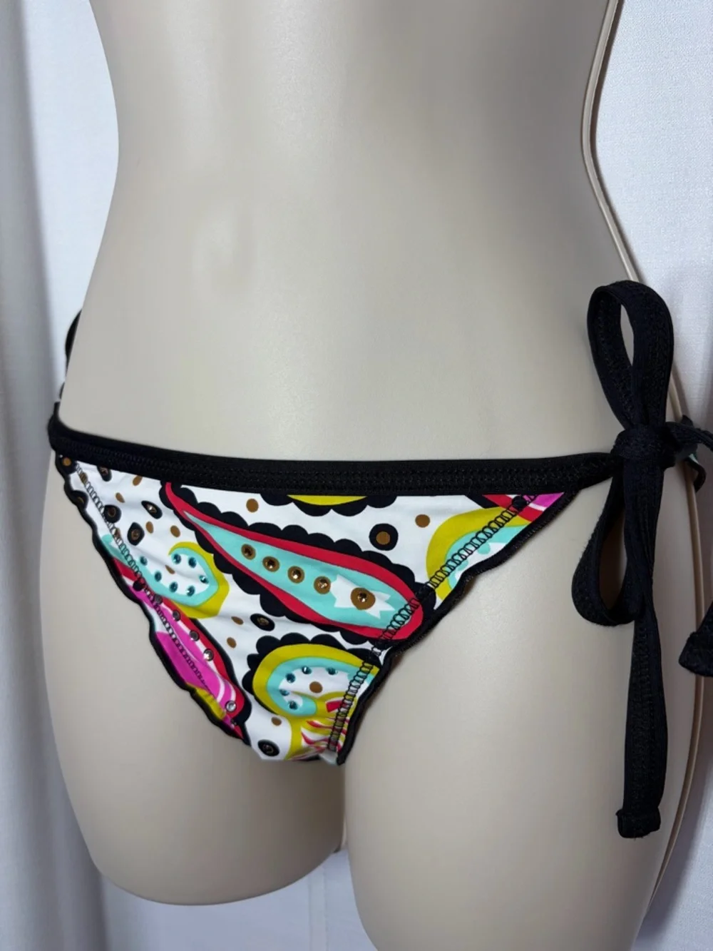 Cosita Linda Bikini 2 Pc Boho Paisley Rhinestone Embellished Ruffle Retro Y2K S - Picture 5 of 11